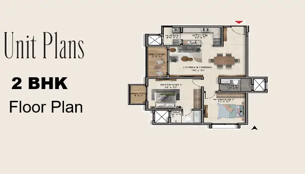 Sattva Vyoma 2 BHK Floor Plan