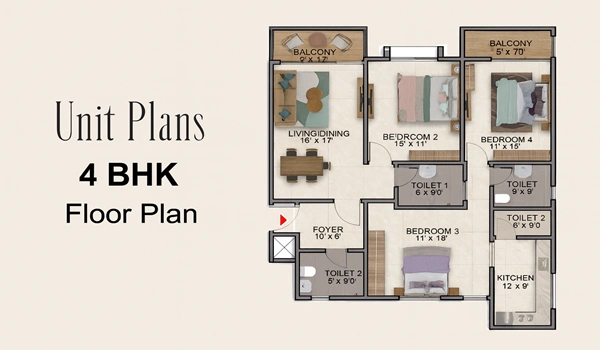 Sattva Vyoma 4 BHK Floor Plan